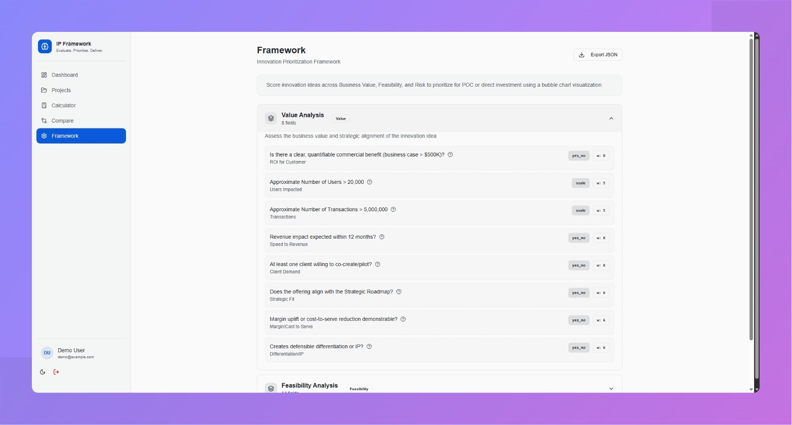 Innovation Prioritization Framework